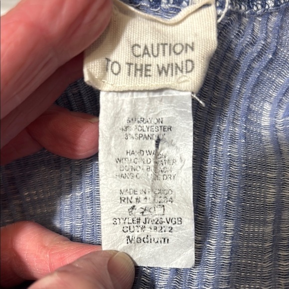 Striped Blue and White Jumpsuit Caution to the Wind - Picture 3 of 11